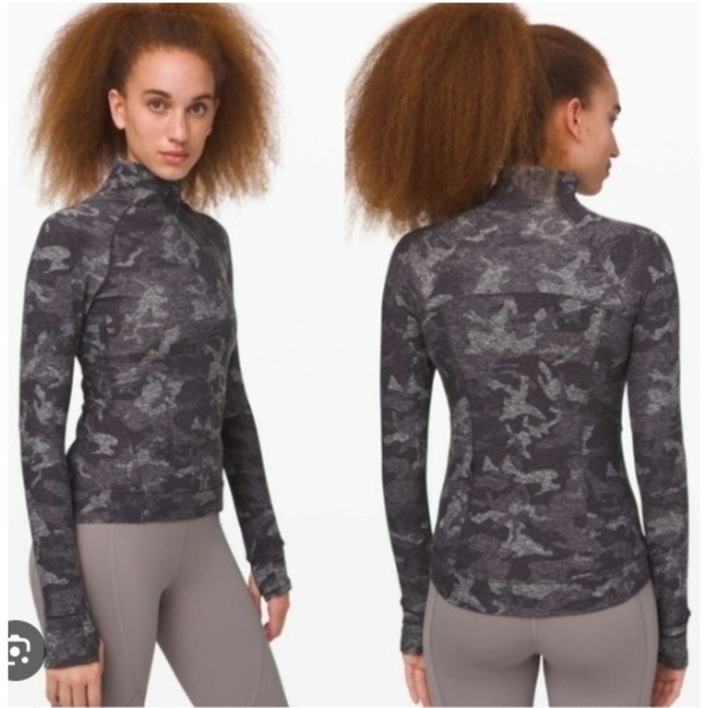 Lululemon Outrun the Elements 1/2 Zip in Incognito Camo Heather Black Size 6